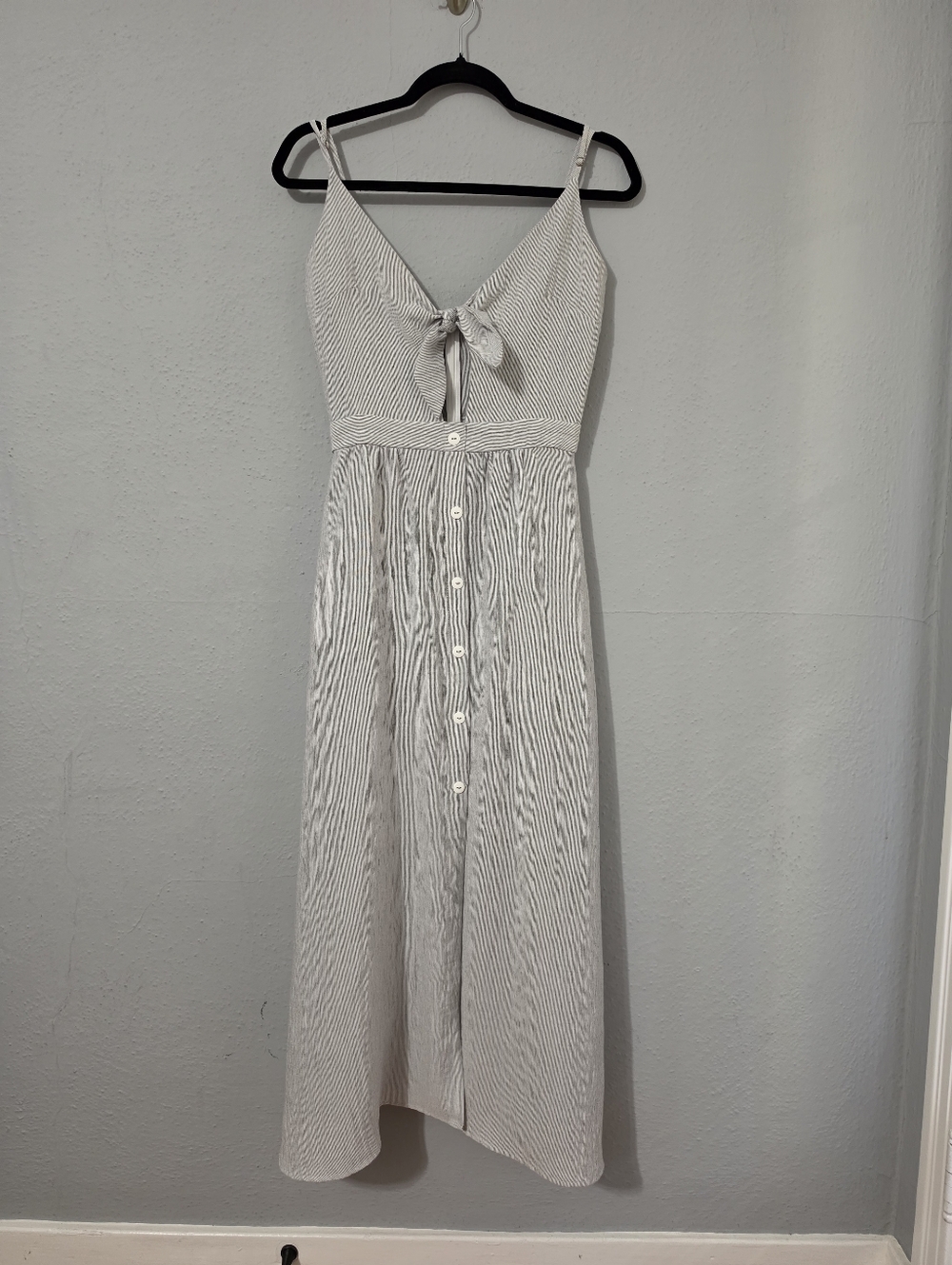 Stillwater Spagetti Strap Front Tie Button Down Bohemian Beach Dress XS